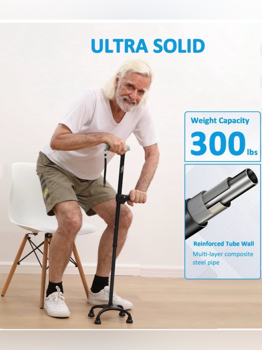 Health Bazaar Black Quad Cane Adjustable Assembly Required - Picture 10 of 16
